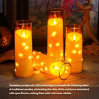 Eebuss Flameless Candles with Embedded Star String, Battery Operated LED Pillar Candles with Timer and Remote Control,Home Decorating for Ambiance， Set of 9 (Gold) - Image 4
