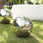 Tableclothsfactory Silver Stainless Steel Gazing Globe Mirror Ball, Reflective Shiny Hollow Garden Spheres - 20" by TABLECLOTHSFACTORY