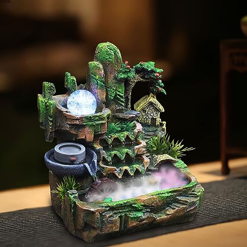 Water Fountains Indoor Rockery Fountain, Small Rockery Water Fountain Indoor with LED Lamp Atomization Effect, Suitable for Living Room, Bedroom, Office Decoration - Image 3