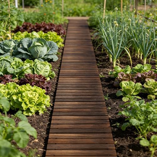 12FT Wooden Garden Pathway Walkway Outdoor Roll Out Decorative Garden Non-Slip Patio Path Decorative Boardwalk Outdoor Road Floor for Backyard Beach Wedding Party (Carbonized, Straight) - Image 4