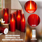 kakoya Flameless LED Candles Upgraded Realistic Flickering Flame,7Pcs Battery Operated Candles with Remote Timers,LED Pillar Candles for Home Decor,Christmas,and Parties(Red) - Image 3