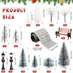 Hotop 28 Pcs Mini Artificial Christmas Village Tree Set Snow Christmas Pine Bare Branch Trees Xmas Street Lamp Post Miniature Park Bench Seat Cobblestone Street for Decoration(Vivid) - Image 2
