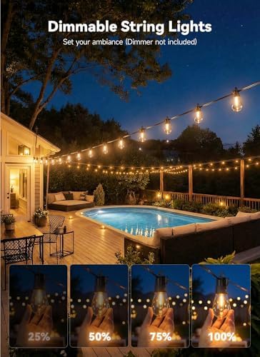 Minetom 101FT Outdoor String Lights S14 LED Waterproof Patio Lights - Image 3