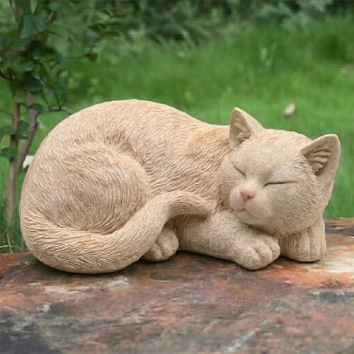 Beige Sleep Statues Outdoor Decorative, Dog Memorial Statue for Yard Lawn Patio Porch, Garden Pet Grave Marker Figures, 9.44" L x 6.29" W x 4.33" H - Image 2