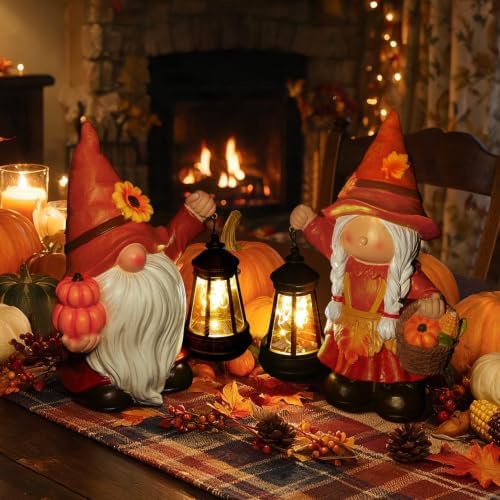 Fall Gnome Decoration Garden Statues with Pumpkin Solar Sunflower Gnomes - Image 5
