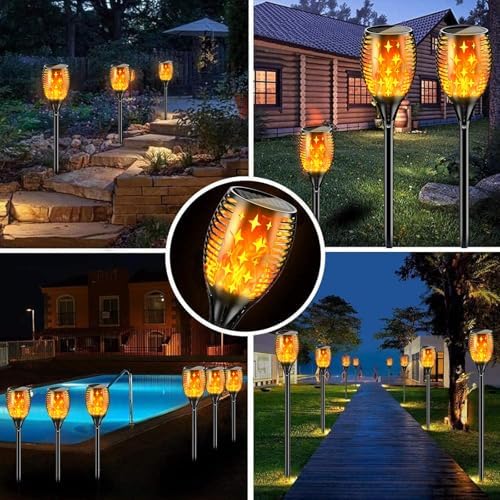 YoungPower Solar Torch Lights with Flicking Flame, Outdoor 43" Large Landscape Path Light Waterproof Flame for Garden Yard Patio, 4 Pack - Image 3