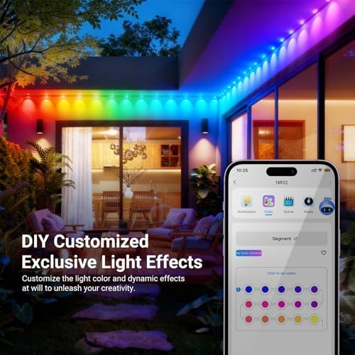 NEEWER 48ft Permanent Outdoor Lights for House Decor, Smart AI RGB IC CW Outside Eaves String Christmas Lighting, 30 LED Lights, App Control 50+ Scenes IP65 Waterproof, Compatible with Alexa, NR02 - Image 4