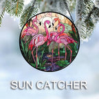 CHATYOUNG Stained Glass Window Hanging Pink Flamingo Large 11.8" - Birds Suncatcher Door Garden Home Decor and Christmas Mother's Day Birthday Gift for Grandma Mom Nana and Women Wife Bird Lover - Image 3
