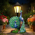 Solar Peacock Decor Outdoor, Garden Statue with Lantern by YEPOTUE