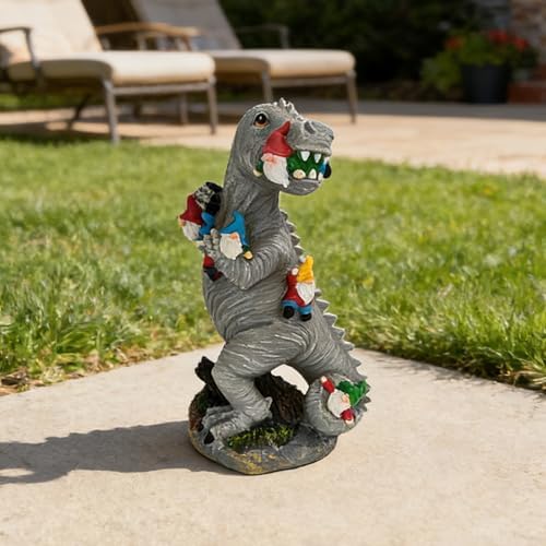 14 Inch Dinosaur Gnome Garden Statue Outdoor Yard Decorations by SampuCraft