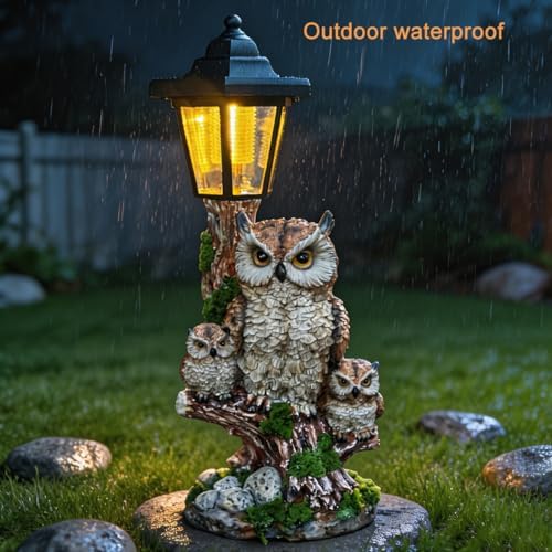 Solar Owl Statue, Fake Owl Family Outdoor Waterproof Garden Owl Decor - Image 6