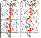 4 Pack Metal Garden Trellis 86.7" Tall Outdoor Climbing Plant Support for Roses, Flowers, Rustproof Durable Black Galvanized Tube, Lawn Garden Fence Decor Screen (4, Black flutter-86.7" H) by Sybrioka