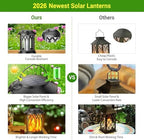 KOOPER Hanging Solar Lights Lantern Outdoor, Flickering Flames Solar Outdoor Lights, Solar Lanterns Outdoor Waterproof with Bigger Panel, Lanterns Decorative Outdoor for Yard Garden Decor, 2 Pack - Image 5