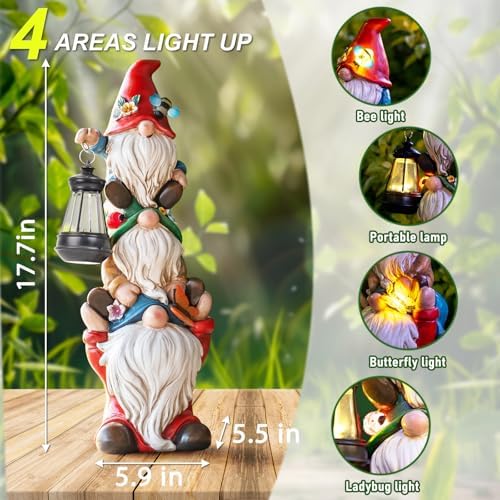 twinbling 17 in Large Garden Gnome Statue with Solar Lights - Image 2