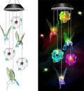 Hummingbird Solar Wind Chimes for Outside - Color Changing LED Outdoor Solar Lights Waterproof Windchimes, Home Garden Patio Yard Porch Decoration (Hummingbird Flower) by WCLC