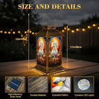 Solar Lantern Outdoor Waterproof Majestic White Horse Stained Glass Sunset Garden Decor LED Hanging Solar Lights Tabletop Lamp Gifts for Women Mom Outside Yard Patio Porch - Image 2