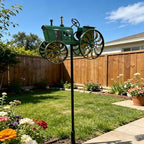 Green Tractor Wind Spinner Outdoor - Metal Windmill for Yard and Garden Decor - Kinetic Wind Sculptures & Spinners with Rotating Wheels and Sturdy Stake - Large Lawn Ornaments & Yard Art - Image 3