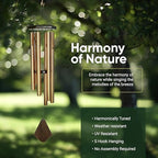 Nature’s Melody Premiere Grande Tunes Wind Chimes – Outdoor Windchime with 6 Tubes Tuned to E Pentatonic Scale, Rustproof Aluminum, Beech Wood & S Hook Hanger for Sympathy, Memorial Gift or Zen Garden - Image 5