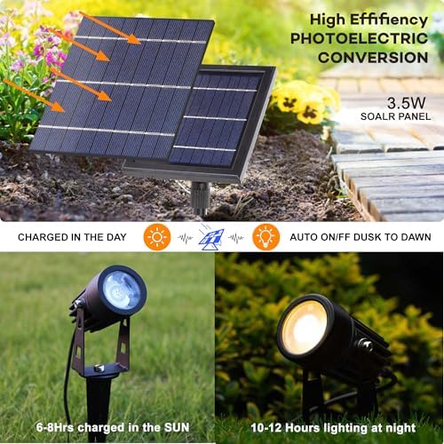 SUNLONG Solar Spot Lights Outdoor Waterproof Cast Aluminum 2X 16.4Ft Wires - Image 2