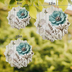 10 Inch Teal Vintage Floral Wind Spinner for Yard and Garden, Retro Flowers Wooden Butterfly Hanging Ornaments Outdoor 3D Kinetic Wind Sculpture Spinners Indoor Outdoor Patio Décor Ornaments Gift - Image 3