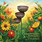 Rain Catcher Bird Bath, 24 x 9 in 3 Layer Metal Garden Stake, Rustic Stacked Bowls Outdoor Decor with 4.7, 3.9, 3.1 in Cups, Vintage Water Station for Bees, Butterflies, Hummingbirds - Image 6