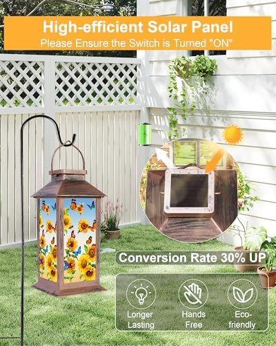 Fussion Solar Lanterns Outdoor Waterproof Garden Decor Birthday Gifts for Women Mom Grandma Sister, Hanging LED Plastic Solar Lights Outside Gardening Decorations for Yard Patio - Butterfly - 2 Pack - Image 7