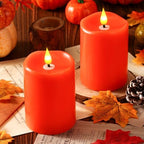 Retisee Flameless LED Candles Real Wax, 2 Pcs, Orange, 3 x 4 in - Image 2