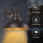 Outdoor Barn Lights Outdoor Wall Sconces Farmhouse Exterior Wall Mount Light Vintage Wall Lighting Fixture Industrial Bronze Lantern for Porch Entryway Garage Patio, 2 Pack - Image 2