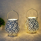 TRIROCKS Set of 12 Moroccan Decorative Lamps 8'' High Battery Powered Cordless Lamp Metal Table Lamps with Fairy Lights Bulb for Home Room Garden Yard Party Events Tabletop Indoor Outdoor(White) - Image 6