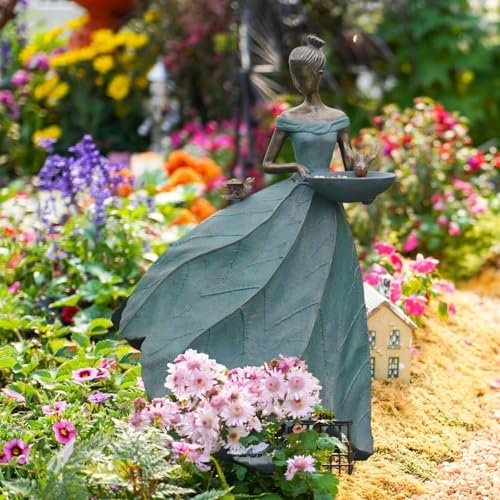 DiliComing Large Garden Fairy Statue Bird Feeder & Bird Bath - 23-Inch Resin Outdoor Yard Decor Angel Statue, Decorative Girl Sculpture for Garden, Lawn, Patio - Image 4