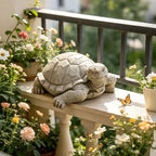 BeePeep Outdoor Turtle Garden Statue, 17inch Turtle Statue Decor, Adorable Cast Stone Sculpture for Outdoor Patio Lawn Porch, Handcrafted Animals Figurine for Birthday Housewarming Gift - Image 4