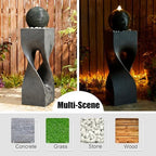 Glitzhome Modern Geometric Outdoor Water Fountain with LED Light, Oversized Pedestal Water Fountains with Submersible Pump, Sphere Floor Standing Fountain with Pebbles for Garden Patio Decor, 40.5”H - Image 4