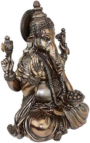 Design Toscano Sitting Ganesha Hindu Elephant Man Indian-Style Statue Figurine, 8 inches wide, 11 inches tall, Cast Stone Resin, Bronze Finish - Image 5