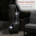 Alpine Corporation HIM562 Outdoor 4 Tier Stone Bowl Fountain with LED Lights for Garden, Patio, Yard, and Outdoor Spaces, 42" H, Gray - Image 5