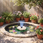 Floating Solar Fountain Lotus Flower Design for Garden Pond Bird Bath (B) - Image 5