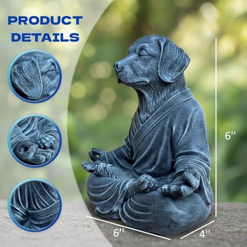 OLOMA Yoga Dog Sculpture Solid Concrete Stone Statue Weather Resistant Heavy Outdoor Indoor Garden Patio Decorative Accent for Tranquil Spaces - Image 2