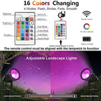 RGB Landscape Lights Low Voltage Color Changing LED Landscape Lighting IP66 Waterproof Outdoor Spotlight 5W 12V Remote Control Garden Pathway Christmas Decorative for Yard Path(16 Connector) - Image 7