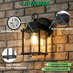 LIT-PaTH Outdoor Wall Light Fixture, Aluminum Glass, Black, 2 Pack - Image 2