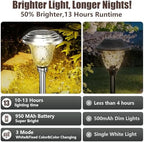BEAU JARDIN 8 Pack Solar Pathway Lights White+ Color Changing Stainless Steel 3 Mode Outdoor Multicolor Metal Solar Powered Waterproof Glass for Garden Landscape Path Yard Walkway Driveway Silver - Image 4