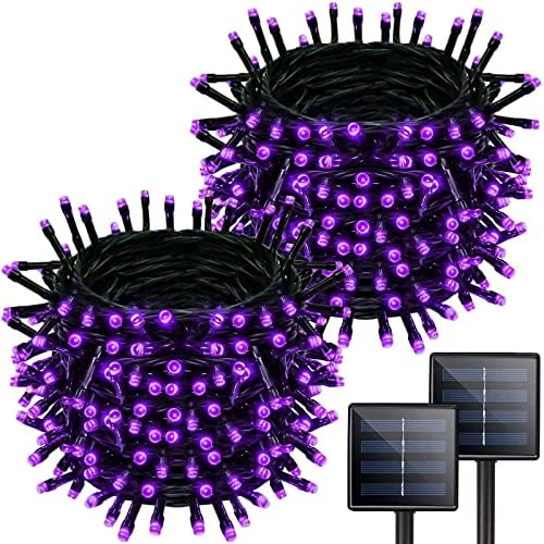 YIQU 2 Pack 144 FT 400 LED Solar Halloween Lights String Outdoor Purple by Halloween