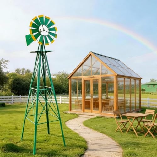 Outvita 8FT Green Metal Ornamental Windmill Weather Vane - Image 5