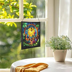 Gnome Storyteller Stained Glass Suncatcher – Square Hanging Window Panel for Home, Garden, Nursery, Halloween, Christmas, Memorial Day – Whimsical Glass Art Gift for Gnome Lovers 423hm4 - Image 3