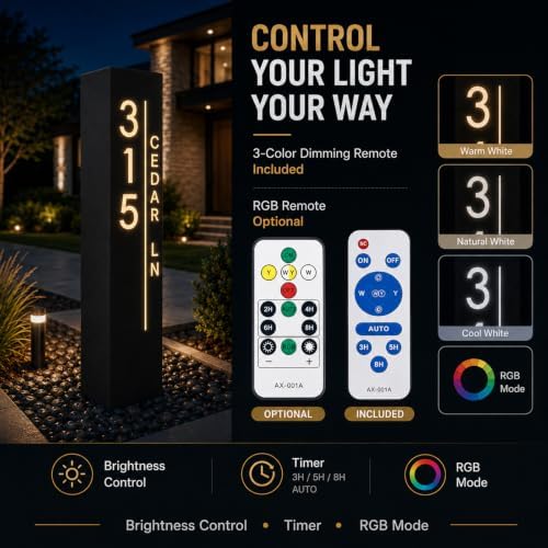 Custom Solar Address Sign, Personalized Lighted House Number Pillar - Image 7