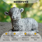 OLOMA Realistic Lamb Outdoor Garden Statue Handmade Farm Animal Sculpture Yard Lawn Patio Porch Flower Bed Decor Weather Resistant Cement Sheep Ornament Concrete Animal Accent Gift - Image 2