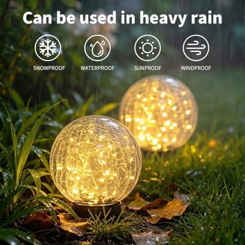 HOTEAGLE 5.9" Large Solar Globe Lights Outdoor Waterproof -2 Pack, 5.9 in - Image 2