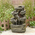 Bumilgar Outdoor Water Fountain 6-Tier Stacked Rock Design with LED Lights by Bumilgar