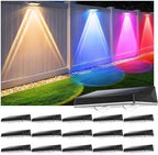 Solar Fence Lights Outdoor - 16 Pack RGB Fence Lights Solar Powered, 7 Color Modes & Warm White, IP67 Waterproof Dusk to Dawn Solar Powered Lights 12+ Hours for Fence/Backyard/Wall/Step/Patio/Deck by SunFlickt