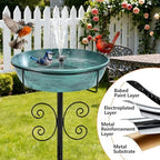 3" Deep 43" Tall Metal Bird Bath for Outdoors, 12" Dia Removable Birdbaths - Image 4
