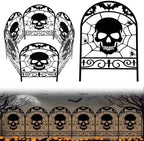 Yaocom 12 Pack Halloween Skull Fence, 16.5" H x 11.8" W Metal Outdoor Decor by Yaocom