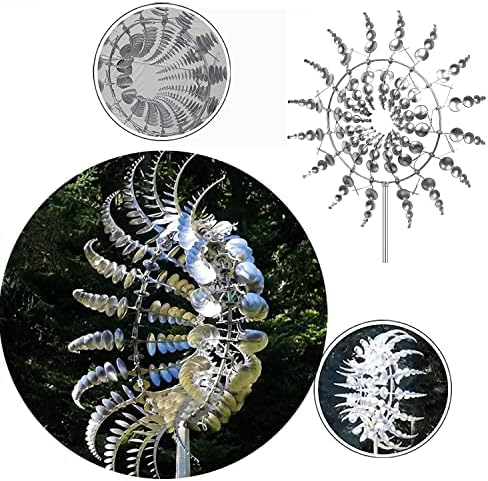 Metal Windmill, Wind Spinners for Yard and Garden, Pinwheels, Silver, Kinetic - Image 6